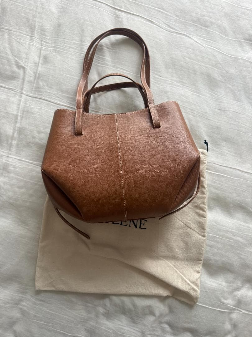 POLÈNE Cyme Mini ブラウンレザー トートバッグ