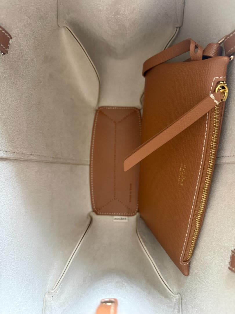 POLÈNE Cyme Mini ブラウンレザー トートバッグ