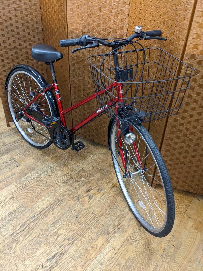 U070 普通自転車　27インチ 6段変速 レッド