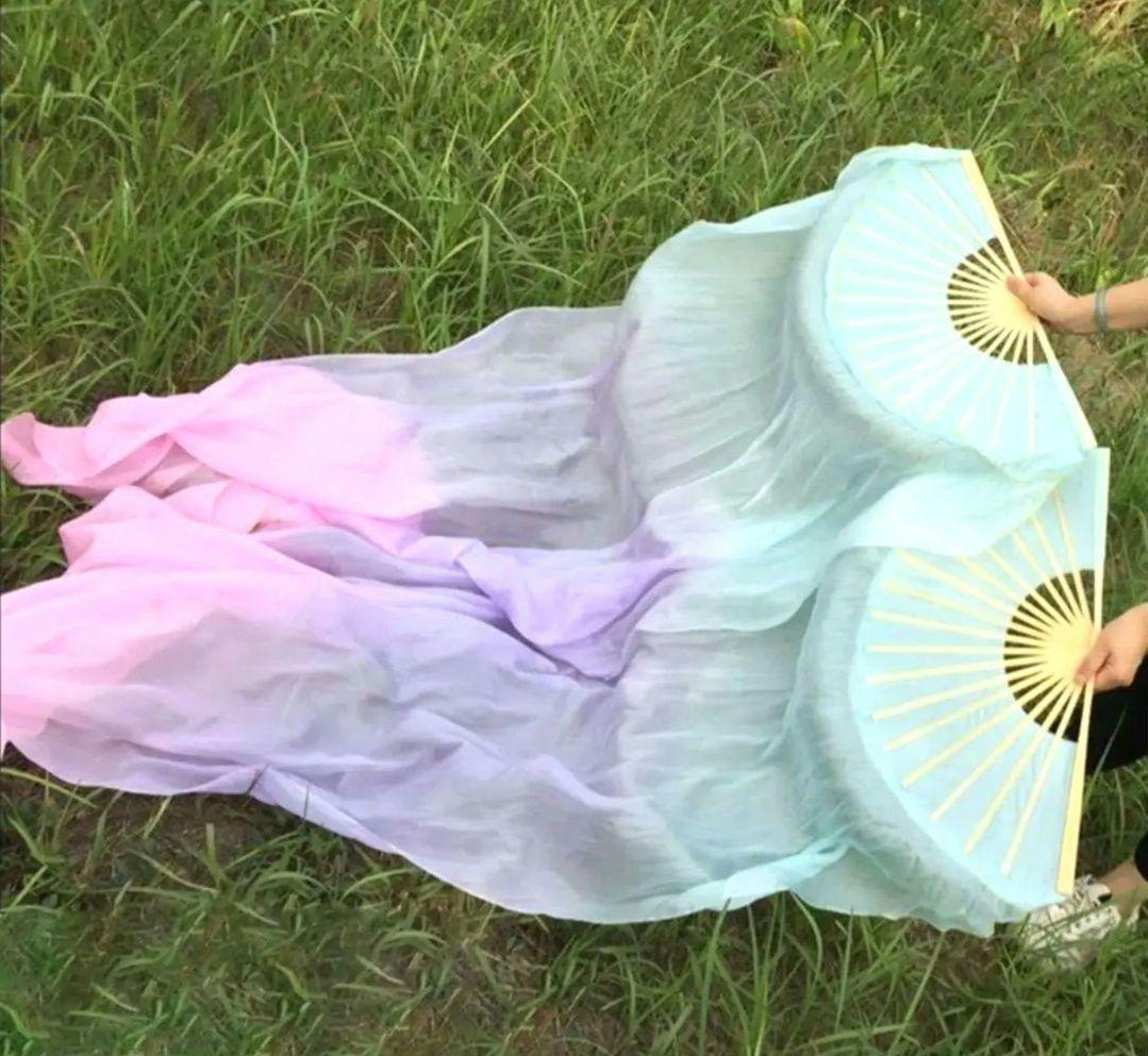 天女 100%シルク ファンベール ベリーダンス 衣装 扇子 Fan Veil