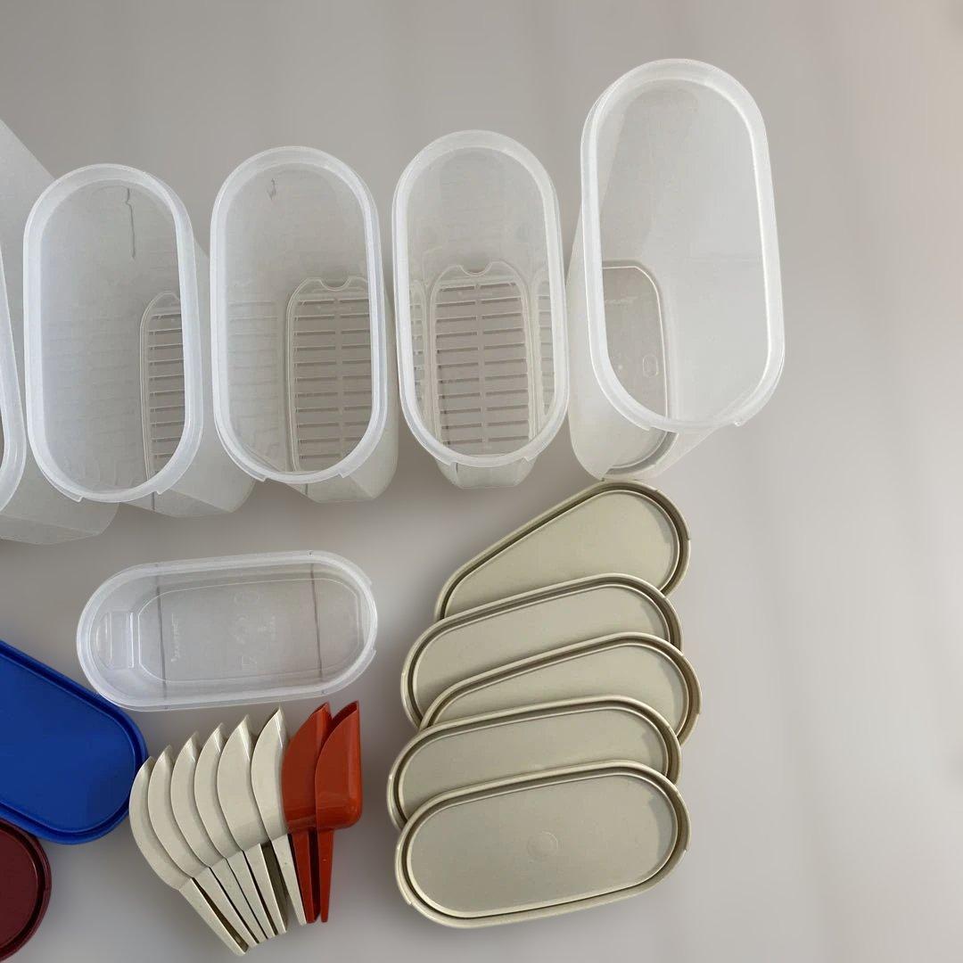 も*く様 Tupperware MM楕円7個 (すのこ付き3個)＆スプーン
