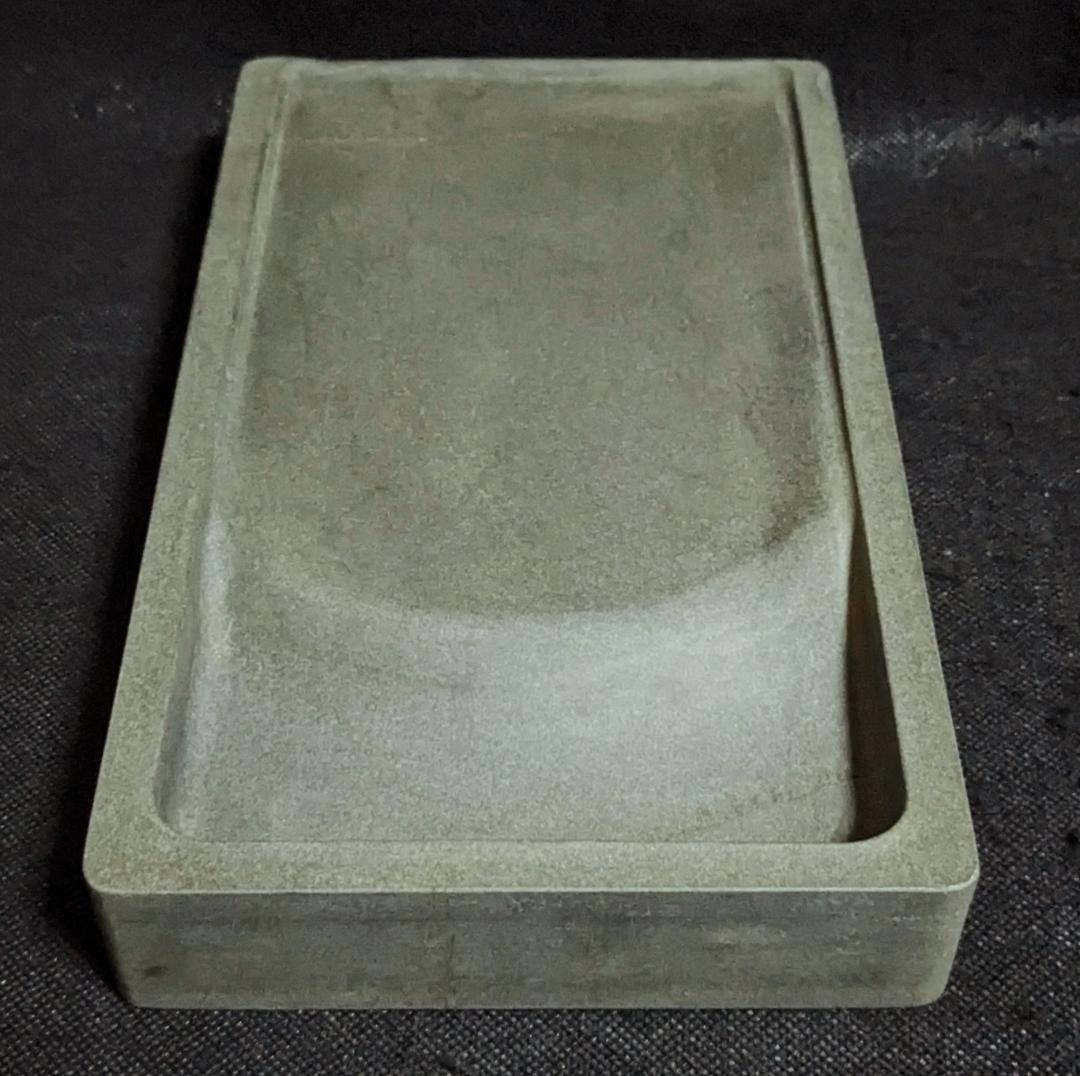 【澄泥硯】◆蟹殻青の美硯石◆貴重◆約九吋大型◆唐木共箱◆磨墨溌墨佳◆検→端渓