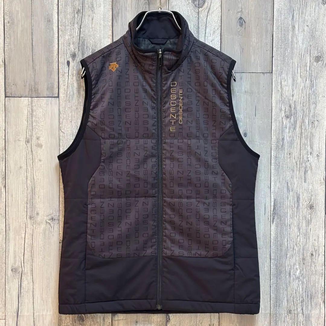 デサント　DESCENTE GOLF 中綿　ベスト 総柄　ジップアップ　M