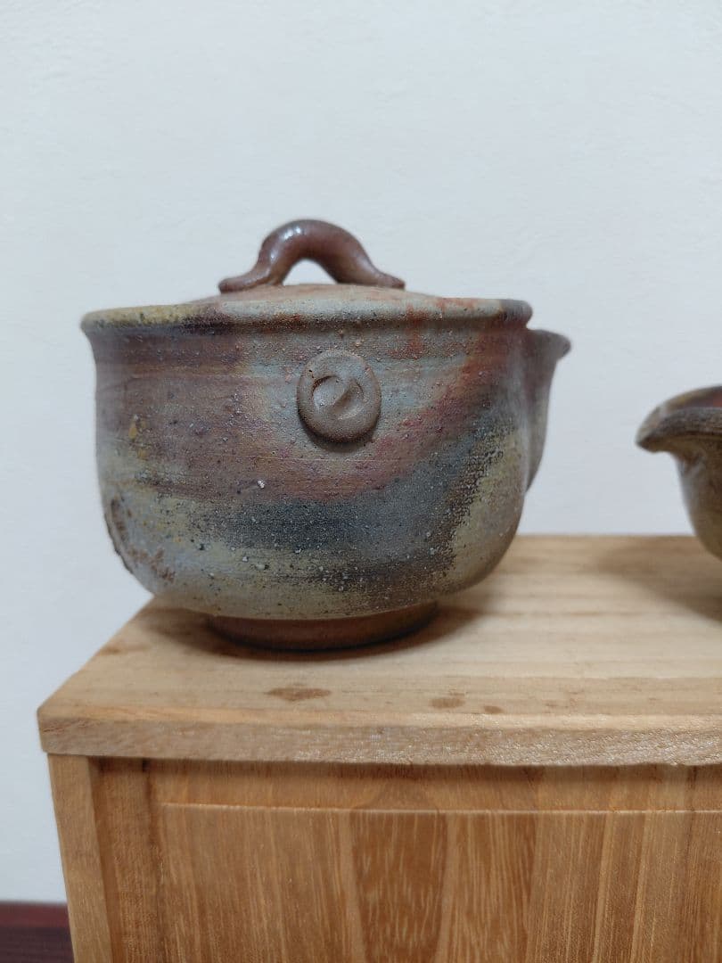 備前焼 泰山窯 茶器揃 宝瓶 湯冷 煎茶碗五客 共箱 煎茶道具