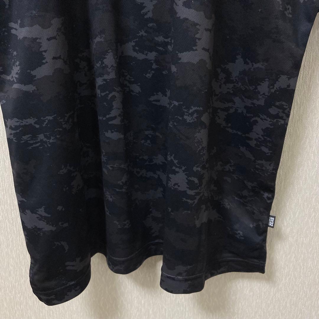 【美品】SY32 ポロシャツ カモ 切替 大きいサイズ 速乾 ブラック XXL