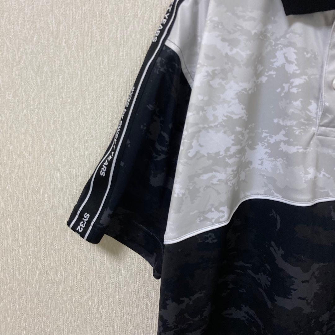 【美品】SY32 ポロシャツ カモ 切替 大きいサイズ 速乾 ブラック XXL