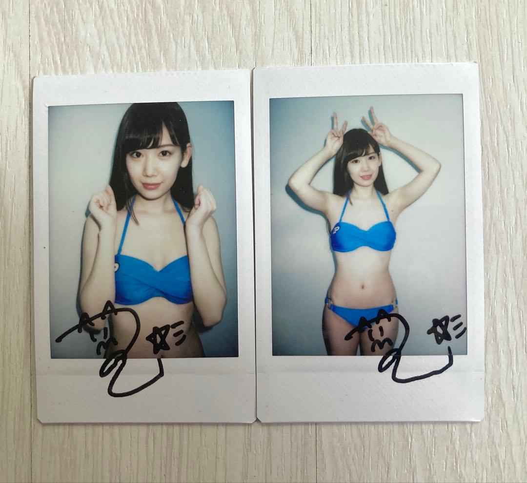 明里つむぎ サイン入りチェキ2枚、A4ポップ他セット