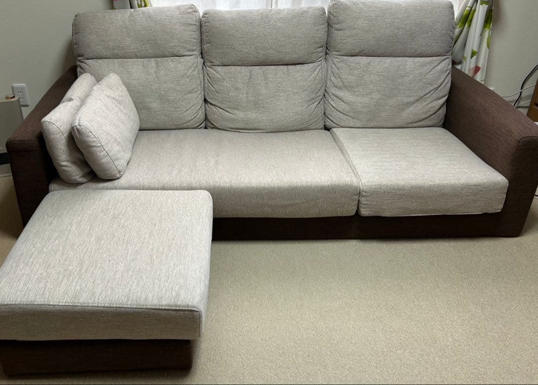 【奈良引取り希望】3人掛けカウチソファ195cm 定価66800円