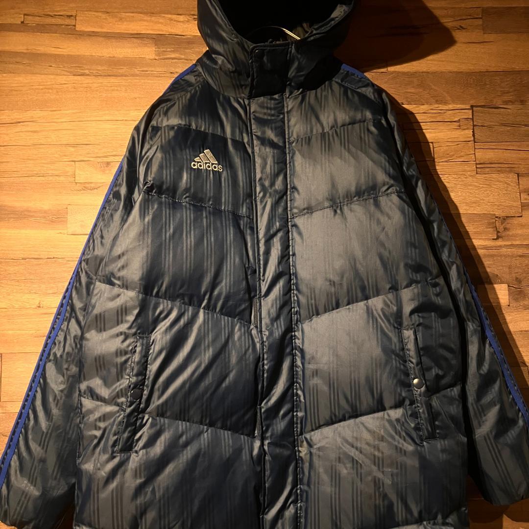 adidas　アディダス　ベンチコート　ダウン80%　紺/青　サイズL