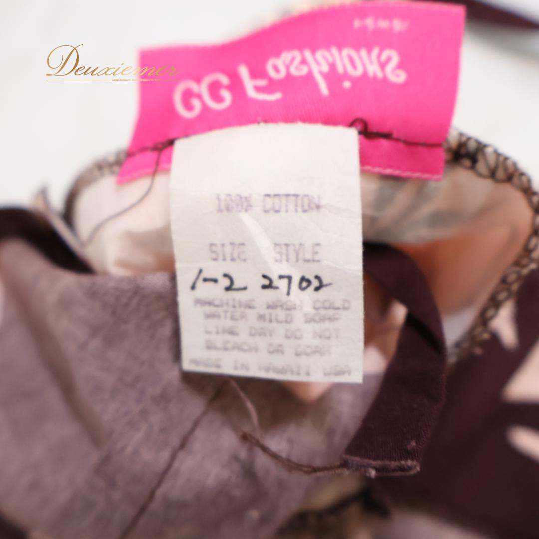 【美品 ハワイ製 フラダンス衣装】ブラウン CC Fashions ワンピース