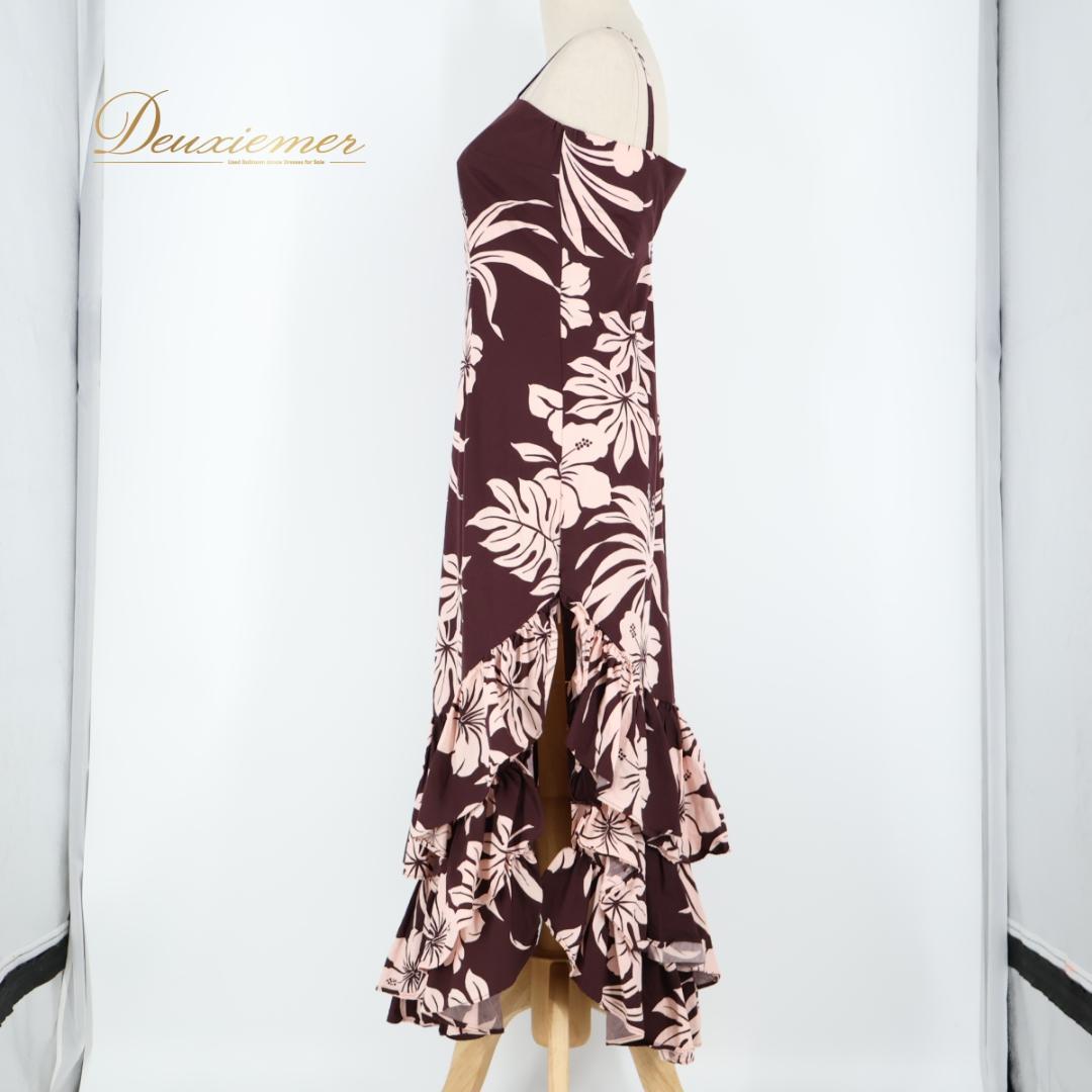 【美品 ハワイ製 フラダンス衣装】ブラウン CC Fashions ワンピース