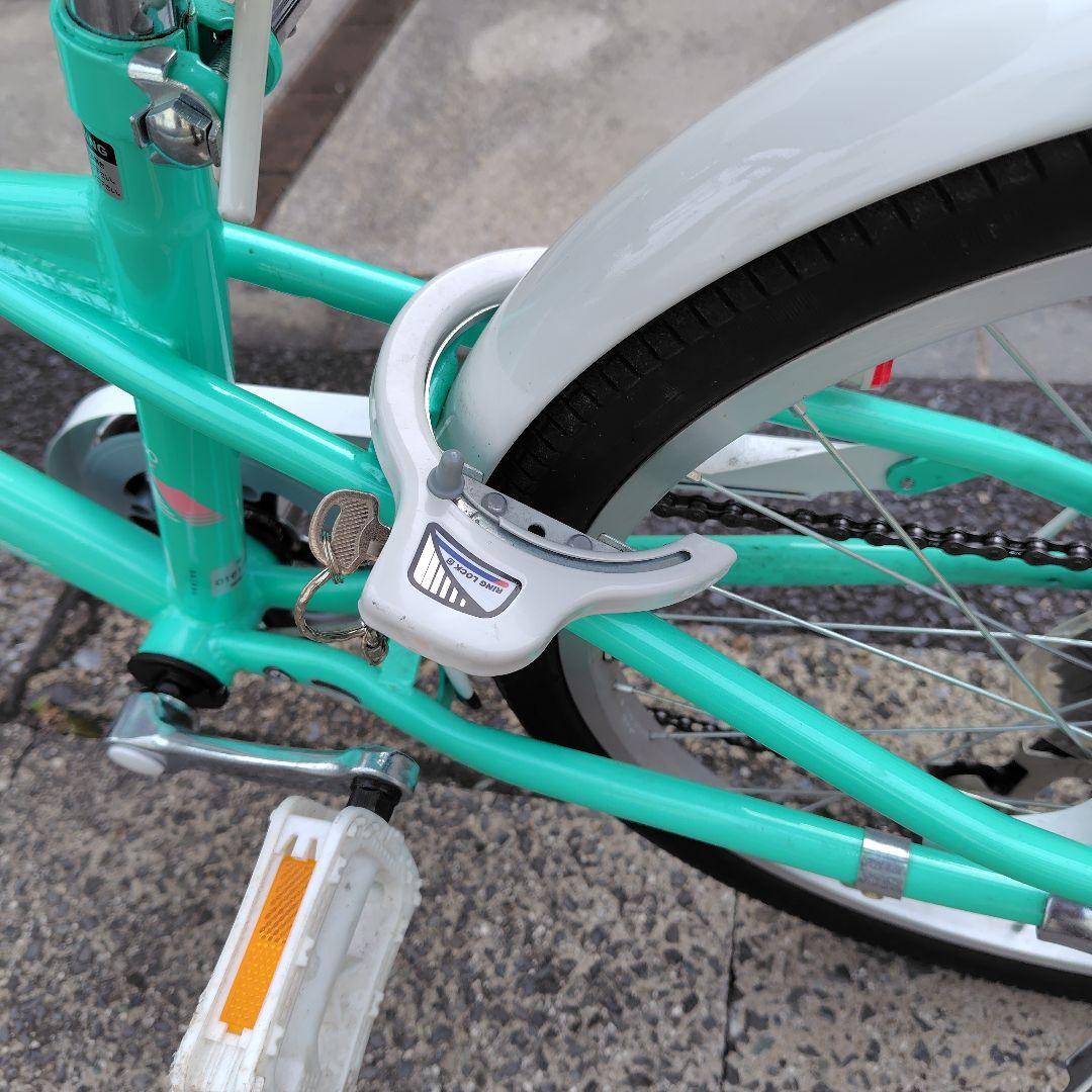 22インチ6段変速付き　アサヒ ジュニアシティ ターコイズ 自転車ヘルメット付き