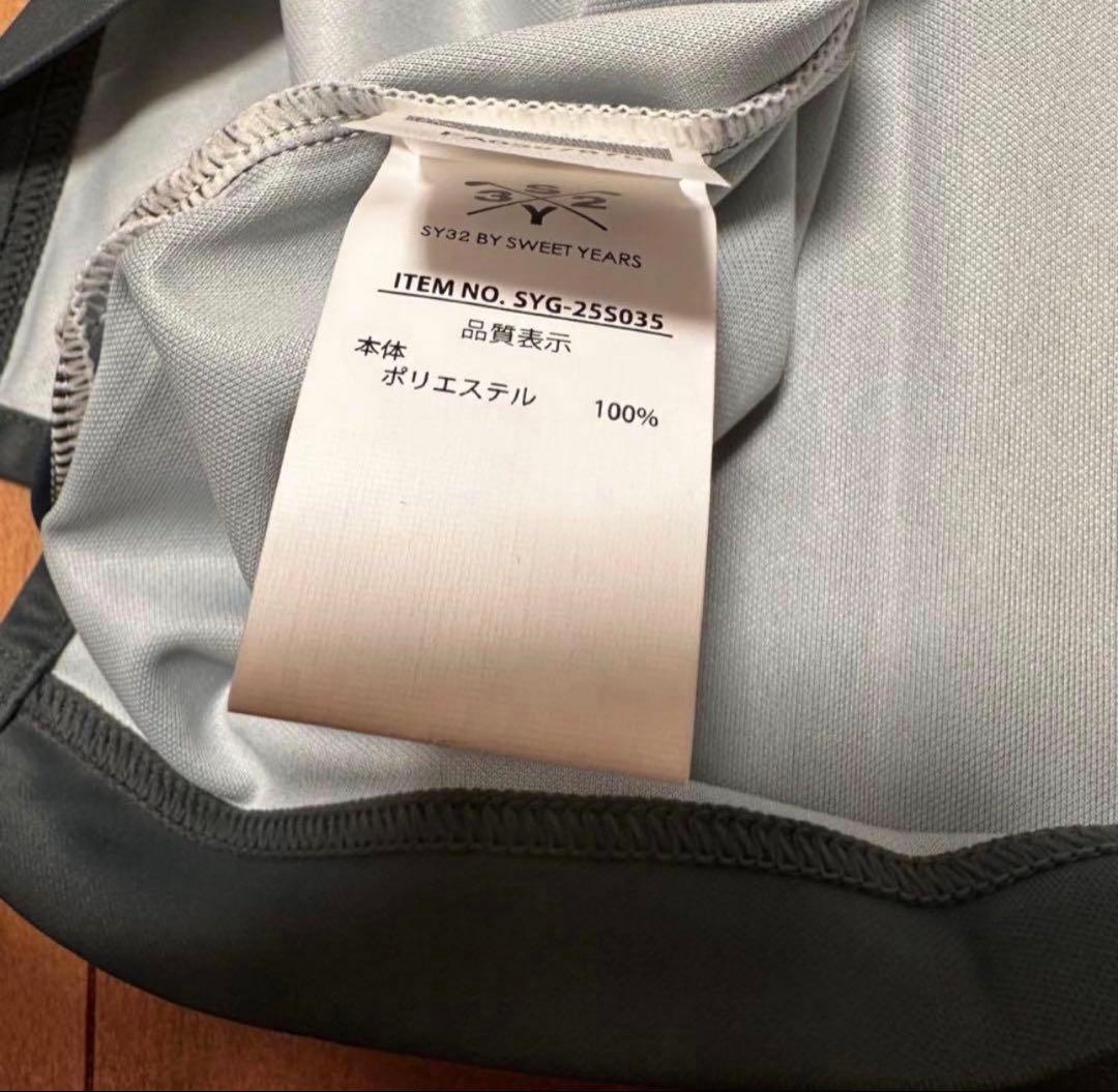 sy32 半袖モックネック　チャコール　サイズM メンズ　半袖　シャツ　ゴルフ