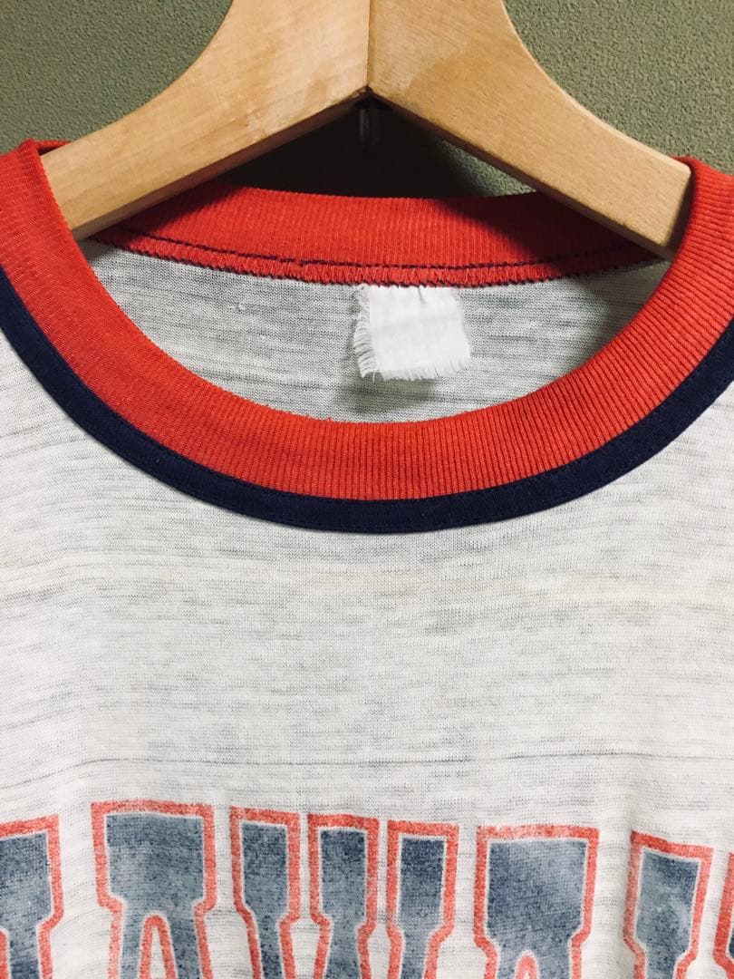 ヴィンテージ　ハワイ80 染み込みフットボールTシャツ　両面プリント