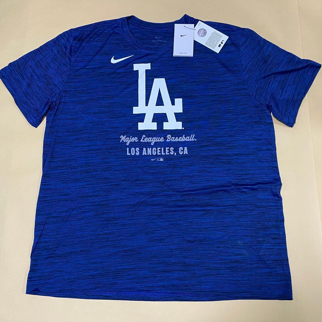 XL　ドジャース　ドライTシャツ ナイキ　大谷翔平　山本由伸　ネイビー