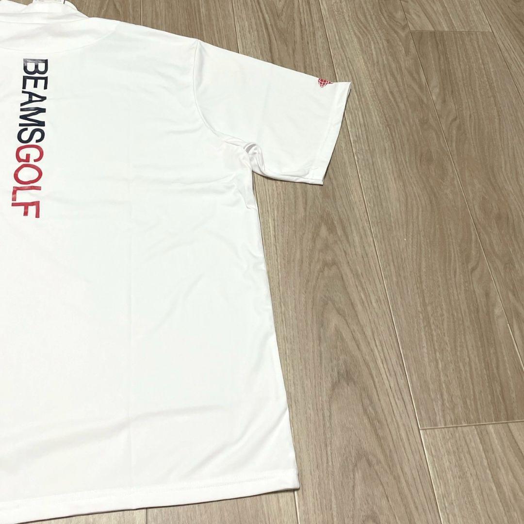 ビームスゴルフ モックネック カットソー 半袖 スポーティ 白 ロゴ XL