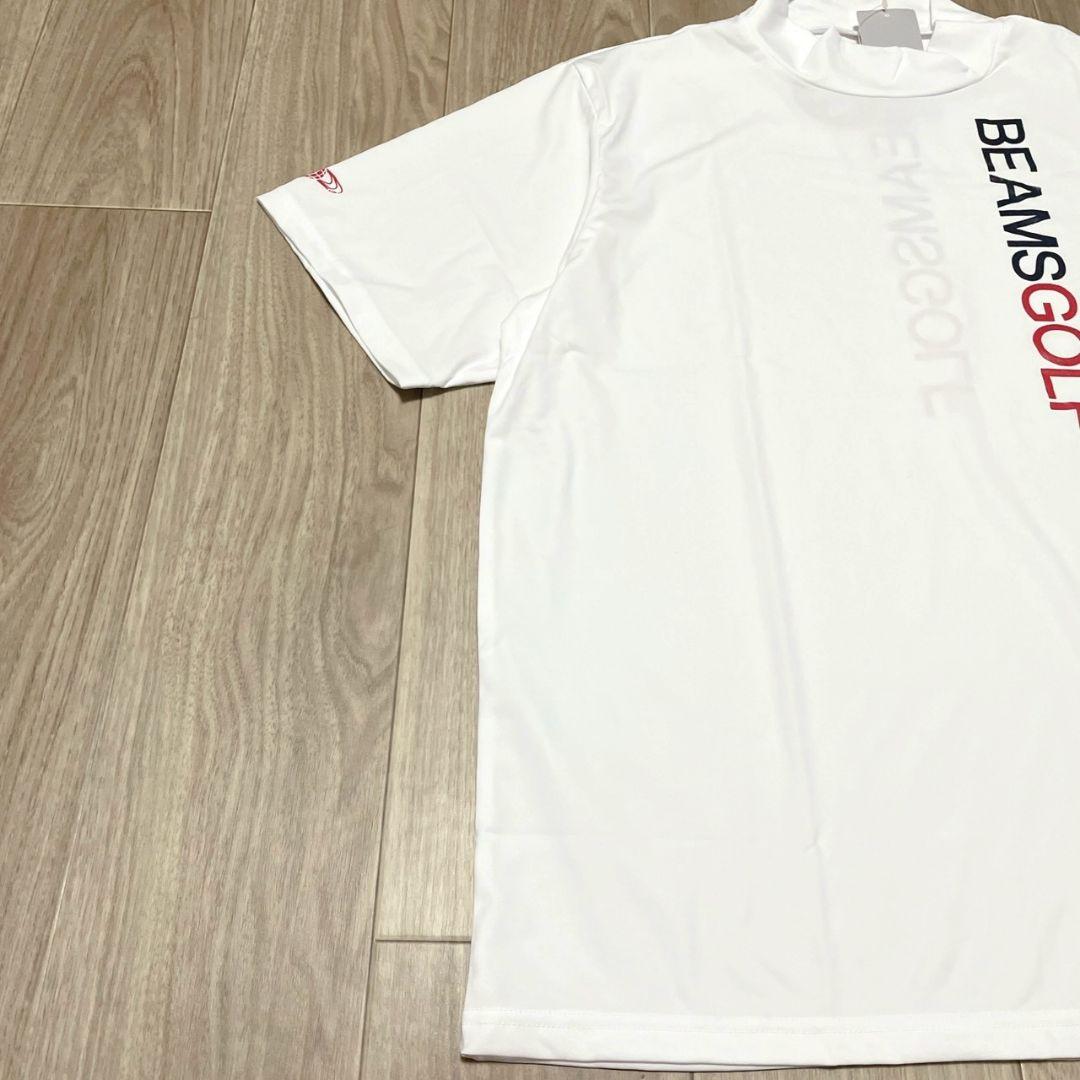ビームスゴルフ モックネック カットソー 半袖 スポーティ 白 ロゴ XL