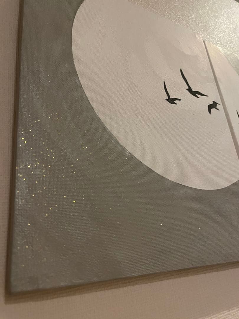 月と鳥の現代アート｜浮世絵　絵画　アートパネル　壁掛け　和モダン　インテリア　黒
