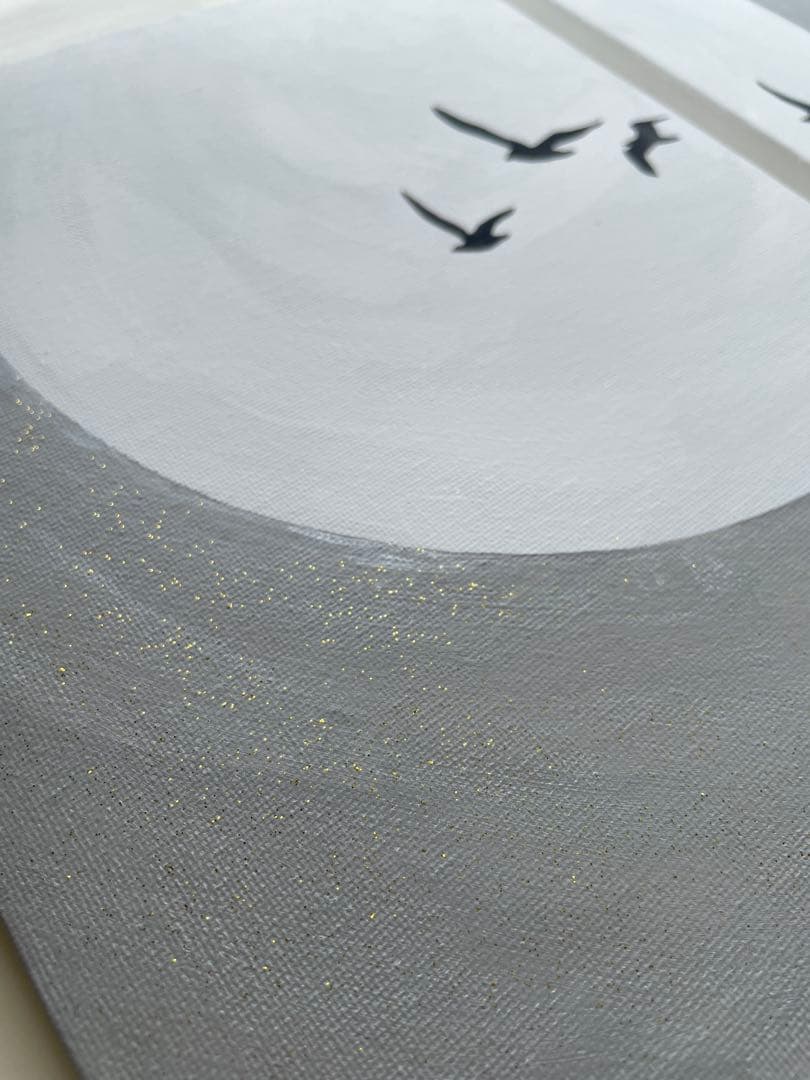 月と鳥の現代アート｜浮世絵　絵画　アートパネル　壁掛け　和モダン　インテリア　黒