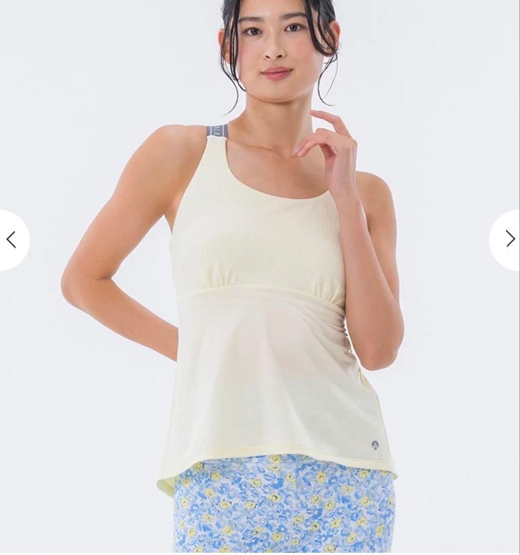 新品　Lサイズ　スカーラ　ペールイエロー クロスストラップ タンクトップ