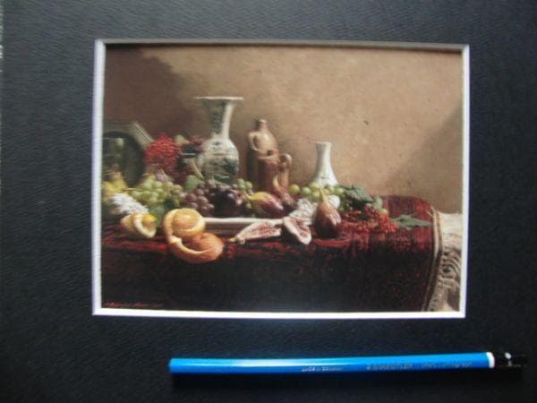 青木 敏郎 【果実・酒壺・デルフトの焼物】 希少画集画、状態良好