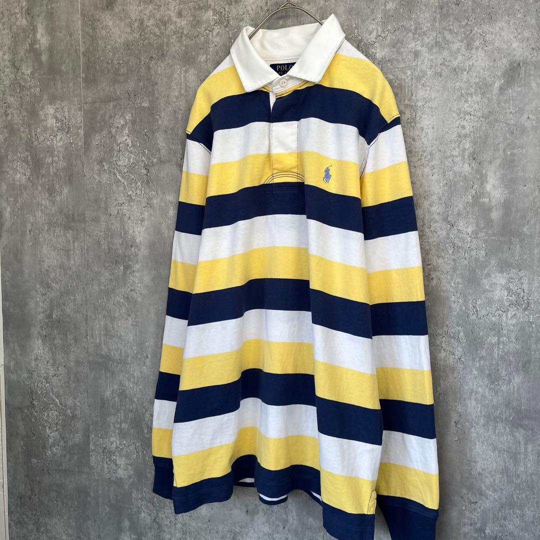 【美品】ポロ ラルフローレン ボーダー 長袖 ラガーシャツ 古着 ユニセックス