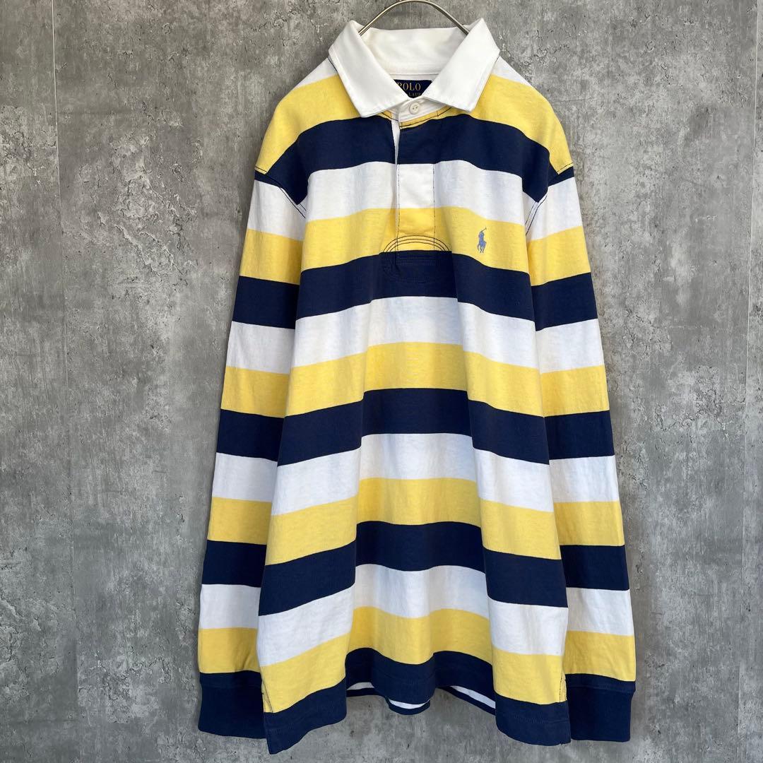 【美品】ポロ ラルフローレン ボーダー 長袖 ラガーシャツ 古着 ユニセックス