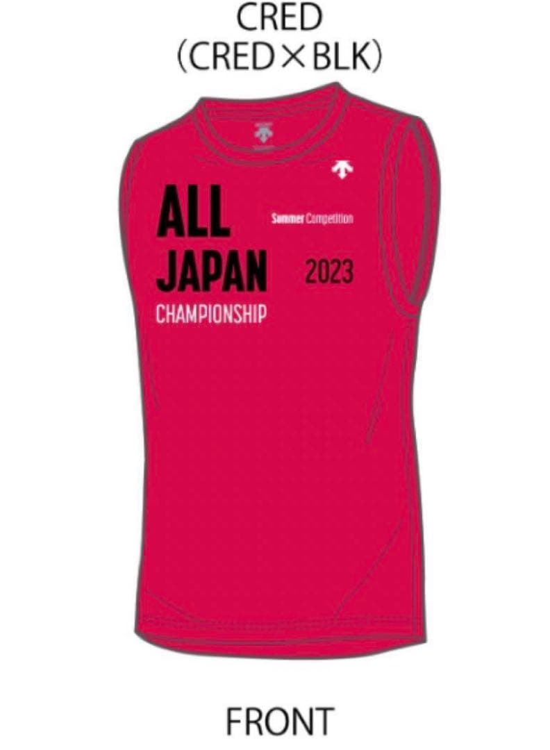 デサント インターハイ バレーボール ノースリーブ Tシャツ レッド L