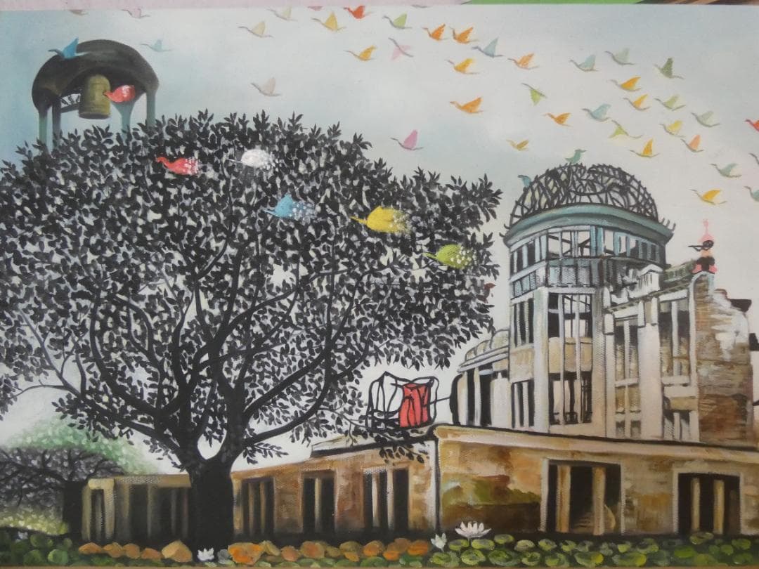 大型絵画 風景　額付き　藤城清治【風景】手描き　80×40cm