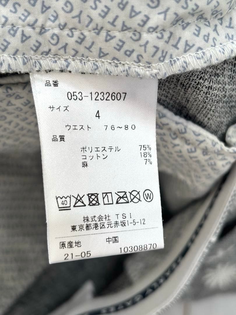 美品 PEARLY GATES ヤシの木柄ゴルフハーフパンツ 4 グレー 麻素材