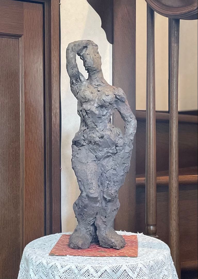 熊谷 榧（くまがい かや） 「焼きしめ裸婦」　　 森岡成好窯 共箱 父:熊谷守一