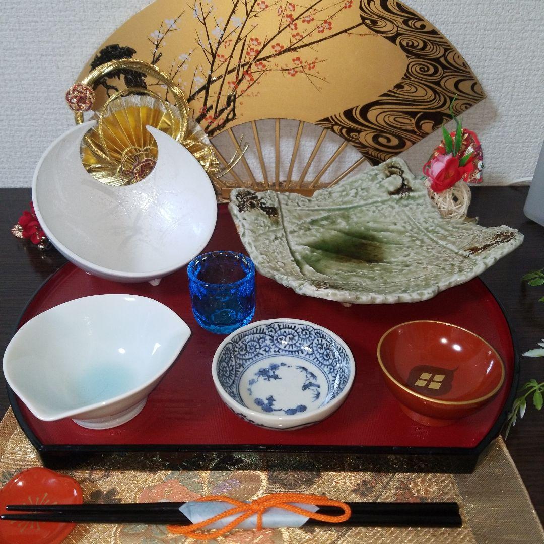 【未使用】◆ 御二人様 ◆ 懐石御膳　有田焼青磁 灰釉皿 龍峰窯 会津塗12品揃
