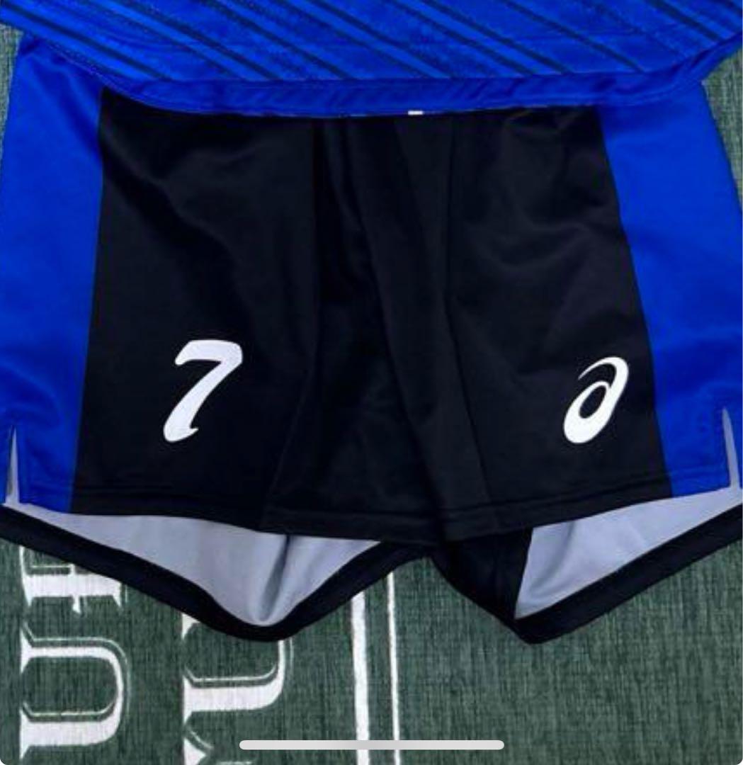 アシックス バレーボールパンツ 7番 赤黒