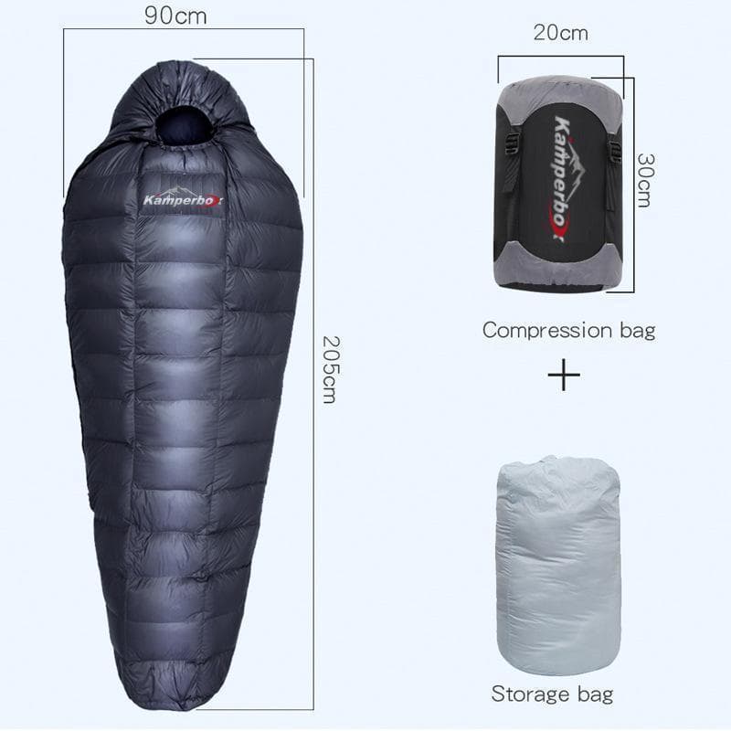 グースダウン使用　冬シェラフ　寝袋　ミイラタイプ　1800g -15～-10℃