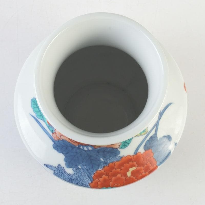 有田焼　今泉今右衛門　色鍋島花絵　花瓶　V　A8A