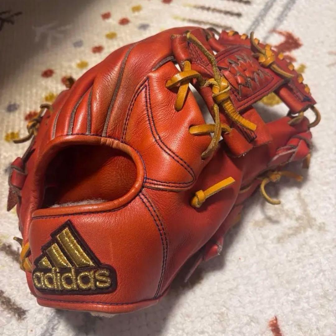 adidas オレンジ 硬式グローブ