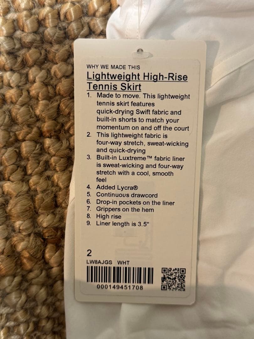 Lululemon: High-Rise Tennis Skirt ホワイト