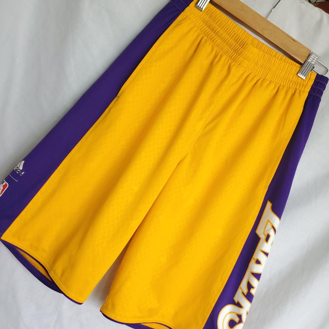 adidas×Lakers NBA バスパン ハーフパンツ キッズ バスケ