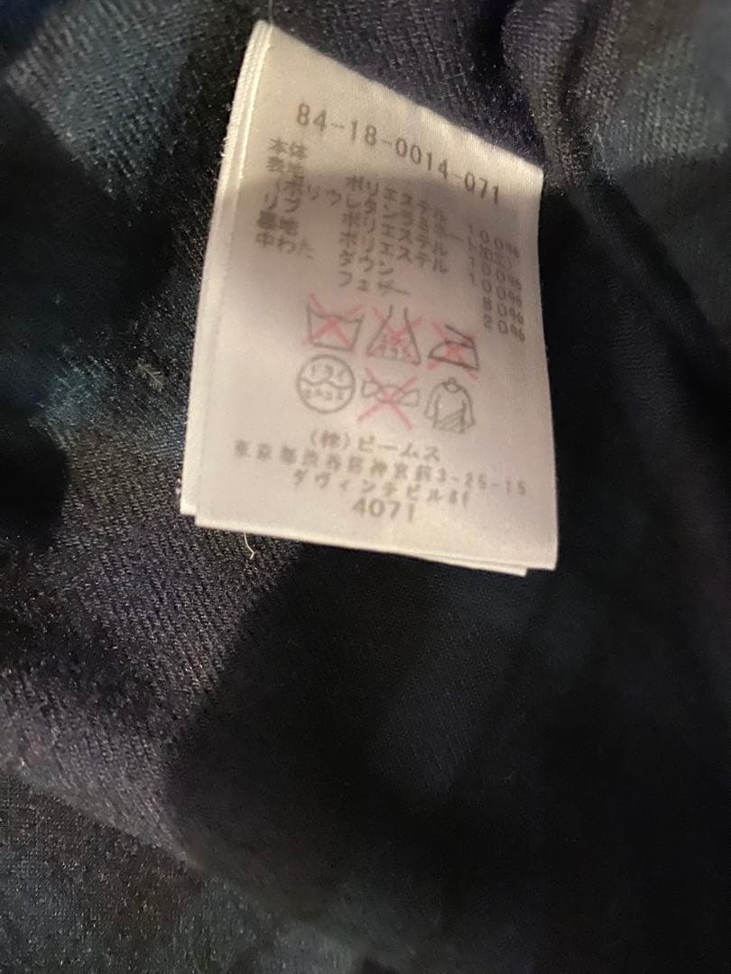 BEAMS GOLF チェック柄ダウンジャケット