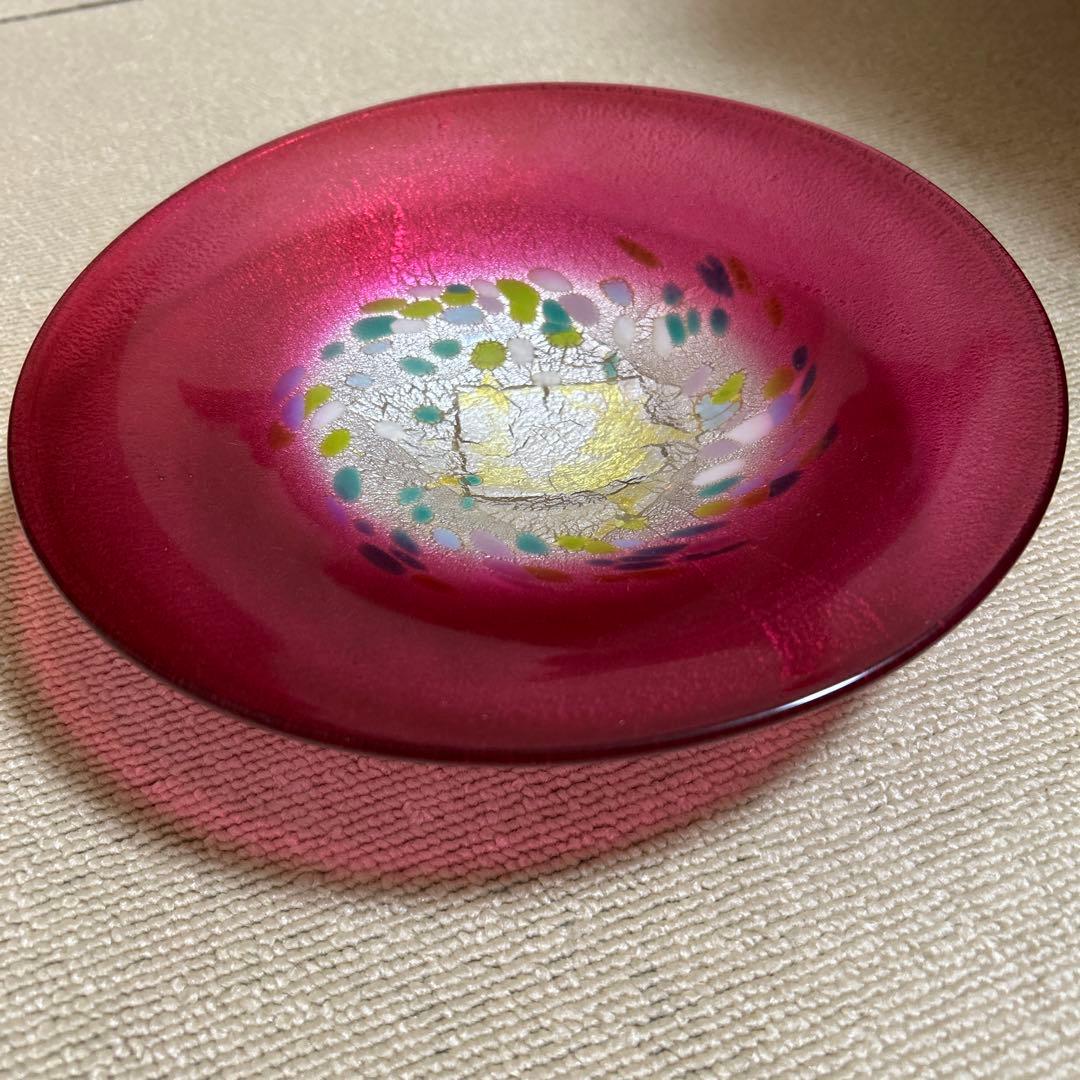 【未使用箱付き】 箔一　彩華　平鉢　中皿　ガラス金箔