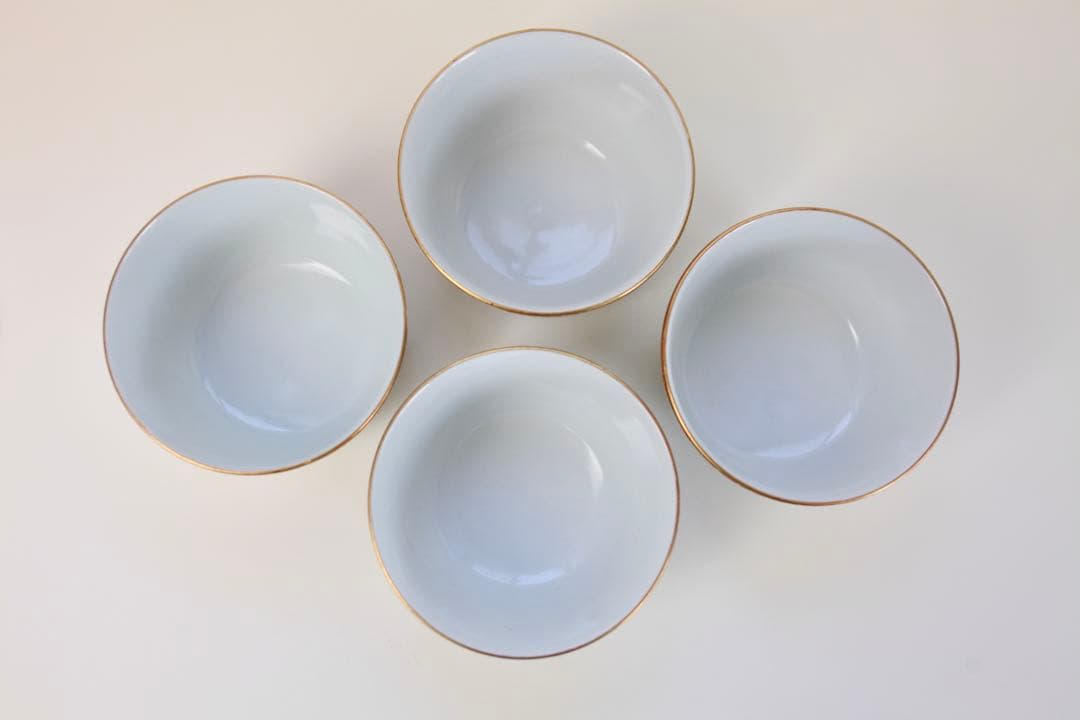 九谷焼 栄喜堂 赤絵 金彩 色絵 茶道具 九谷 和食器 茶碗４個　器　6-5