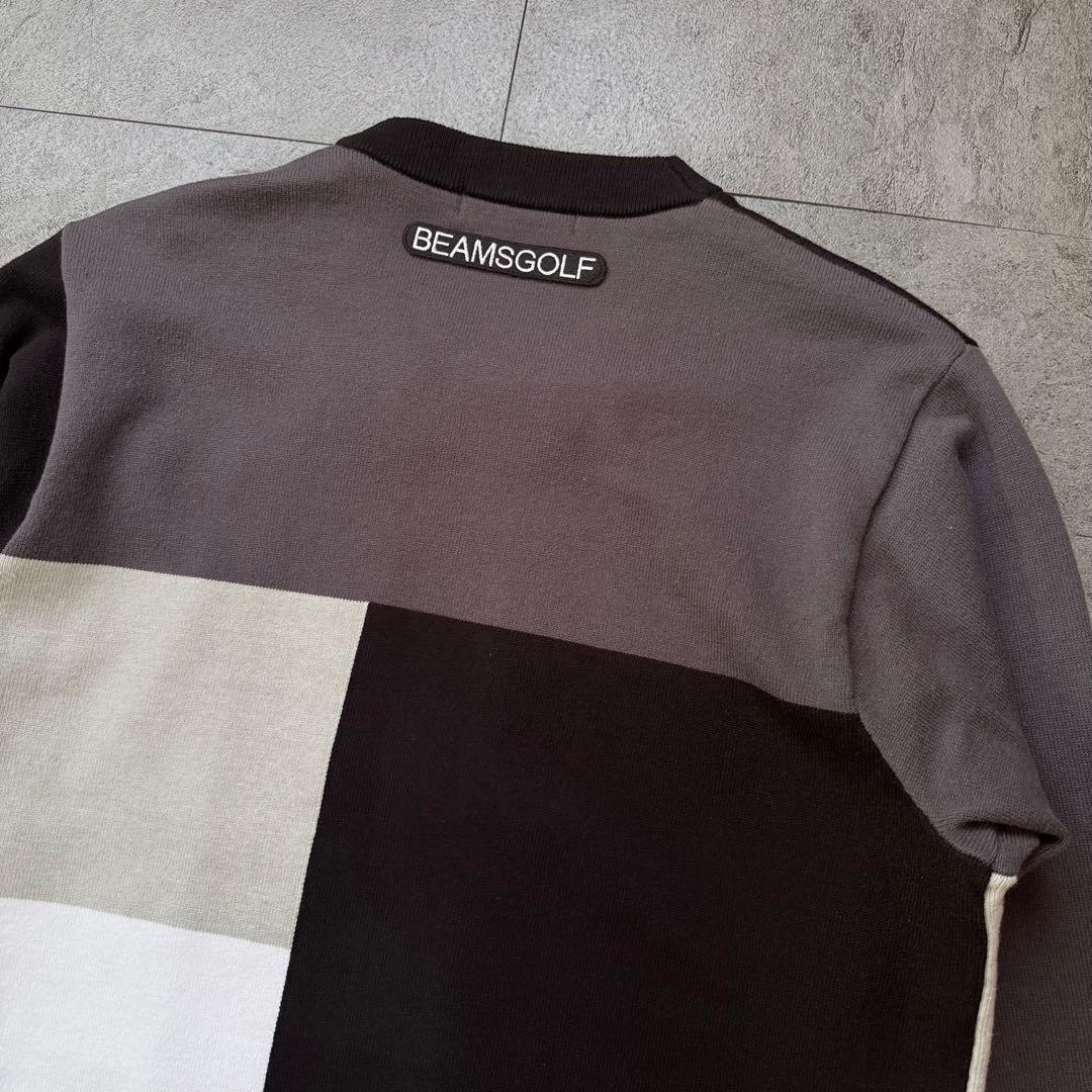 BEAMS GOLF エアシャット カラーブロック ニットカーディガン M