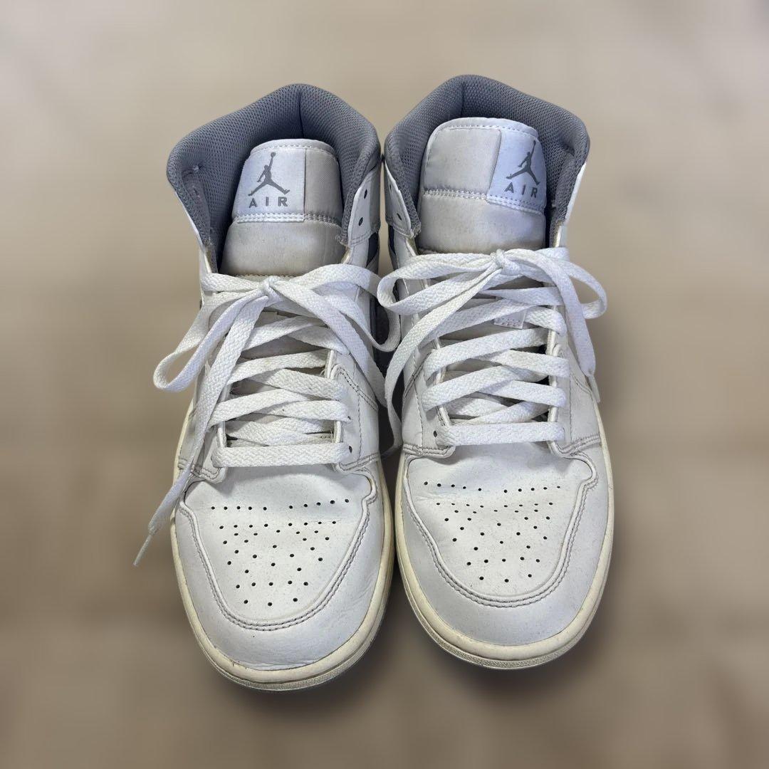 美品NIKE AIR JORDAN 1 MID 28cm ホワイトグレー 使用少