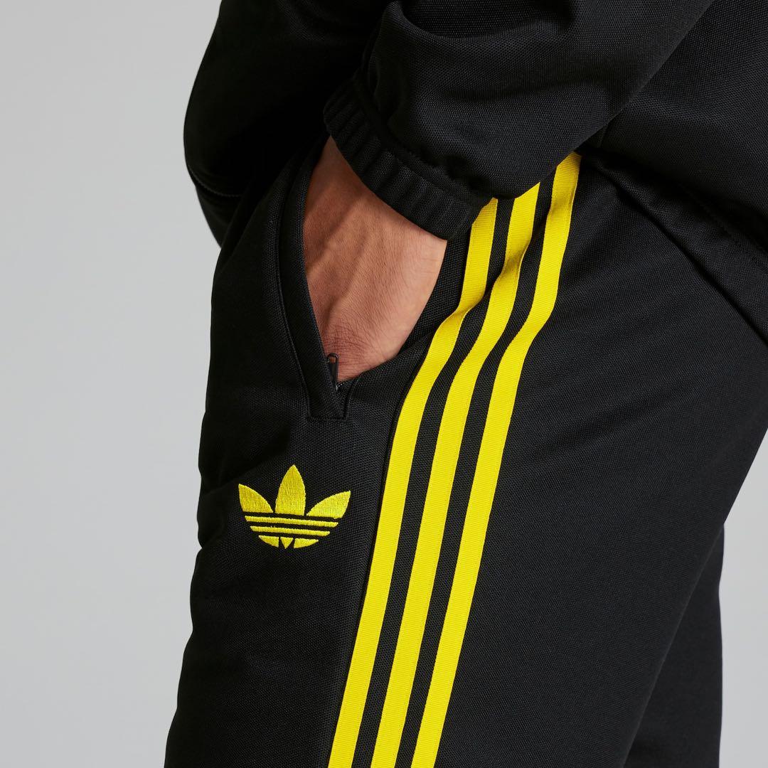 adidas トレーニングパンツ XL 黒/黄色/青