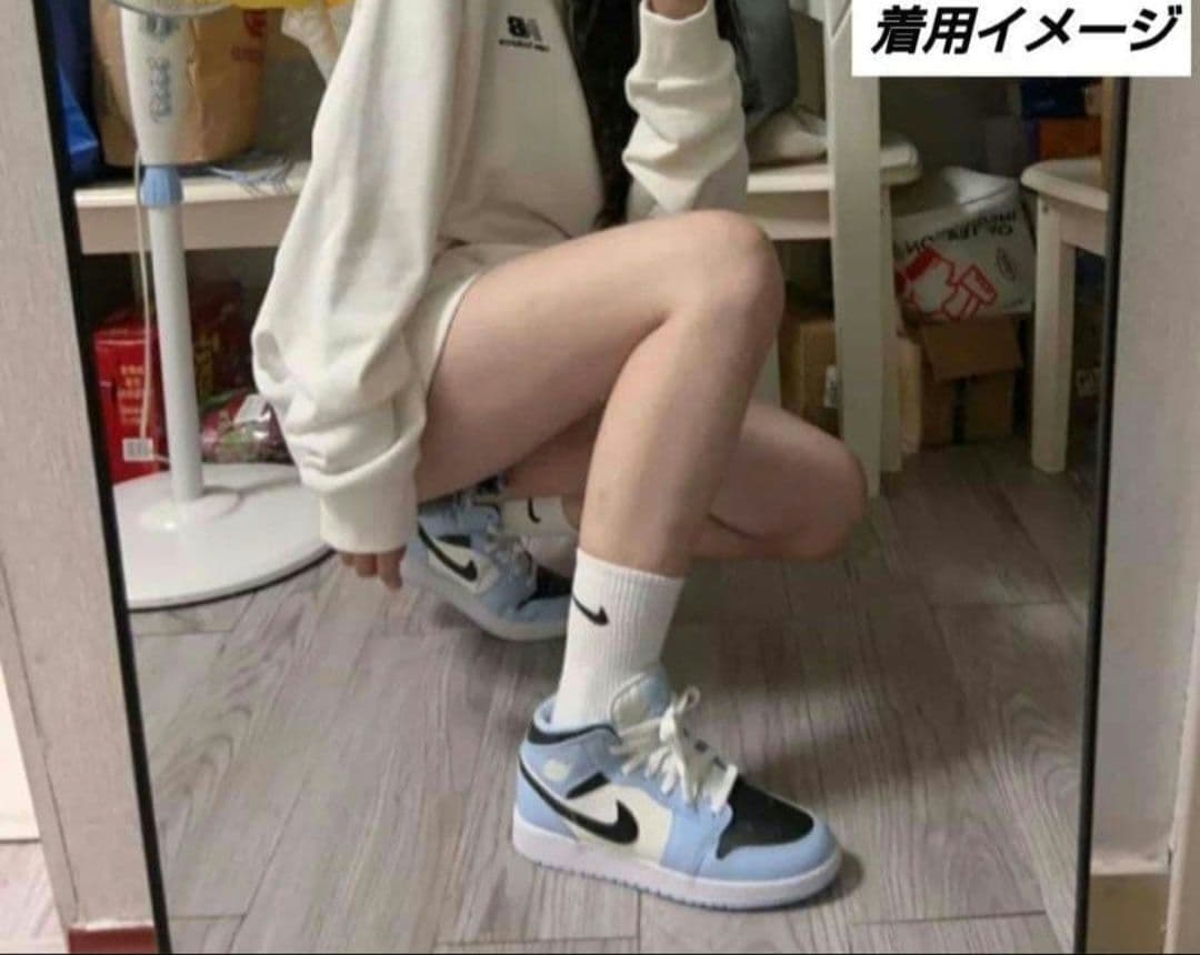 【美品】AIR JORDAN 1 MID (GS) アイスブルー 24cm