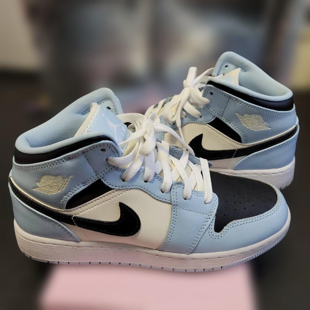 【美品】AIR JORDAN 1 MID (GS) アイスブルー 24cm