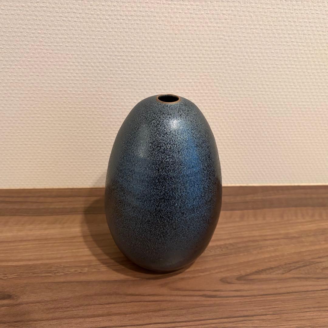 希少【一醒窯 安房幸男】油滴天目 花瓶 共箱付 京焼 清水焼 美品 花器
