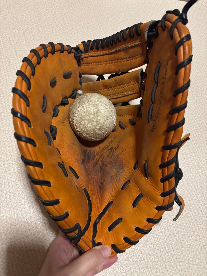 Mizuno 野球用レザーグローブ オレンジ