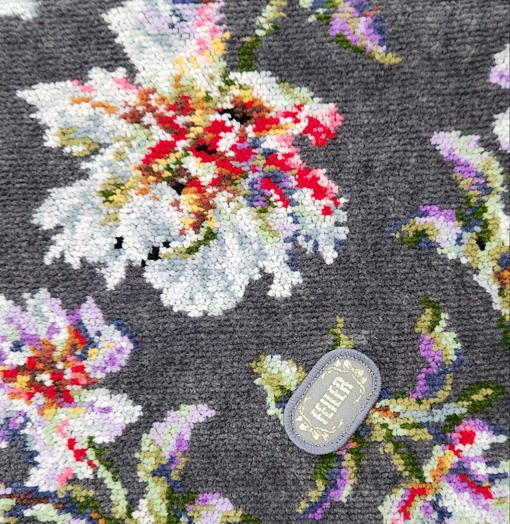 FEILER フェイラー 膝掛け ブランケット 花柄 シェニール織 グレー 上品