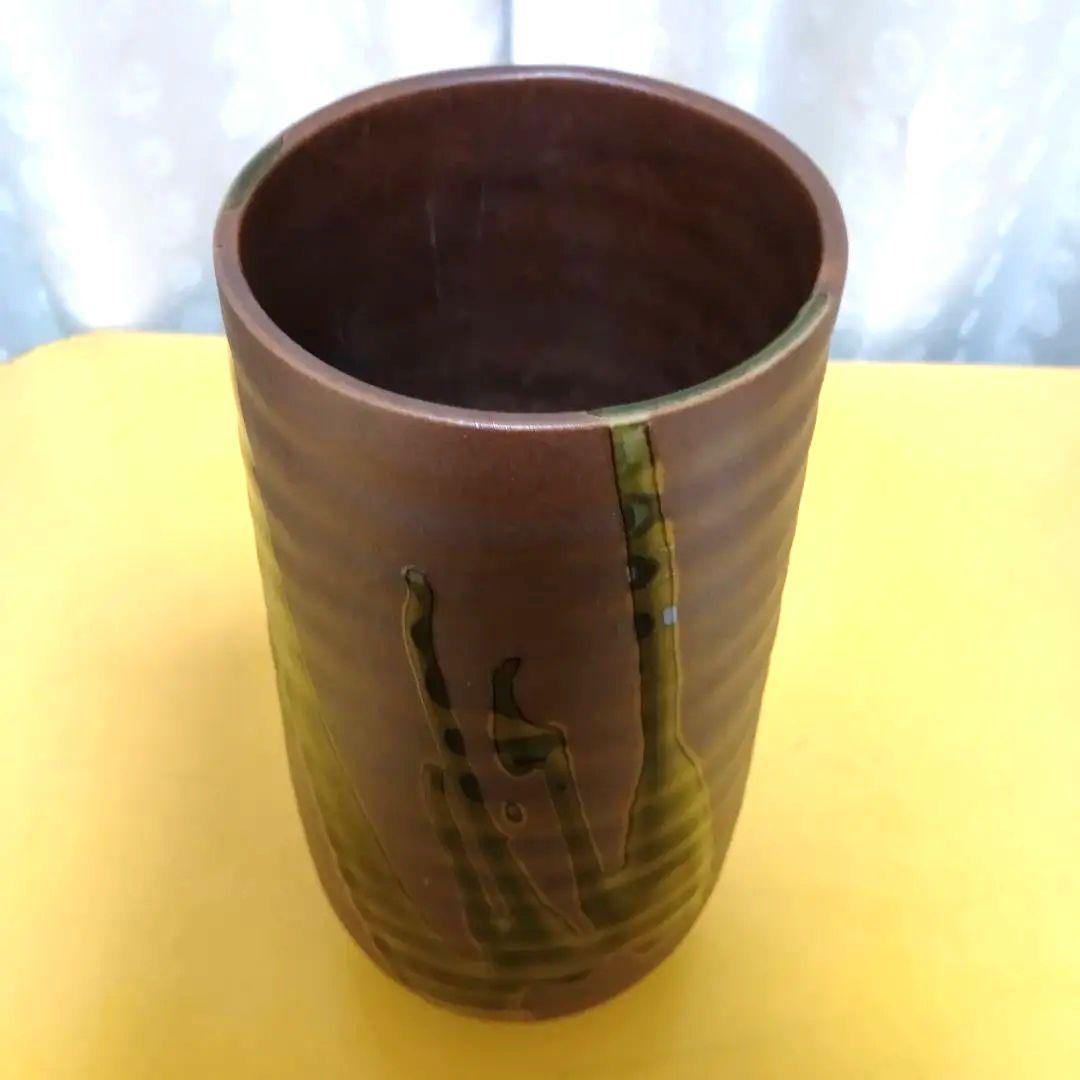 骨董品 花入 花器 花瓶 作家不明 赤釉 釉景色 共箱付き 茶道具 極美品‼️